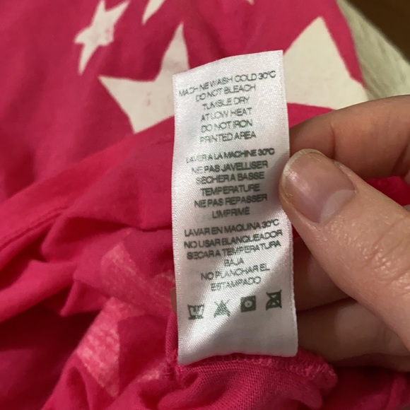 Sundry pink t-shirt with scattered white stars size S - Picture 7 of 8